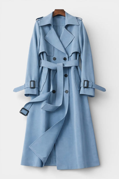 Romane | Manteau Long Ceinturé à Double Boutonnage