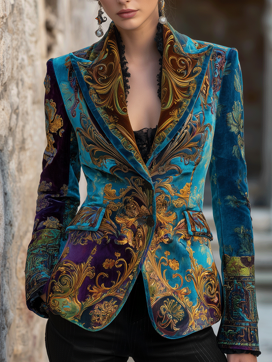 Célestine | Blazer en Velours Baroque Bohème
