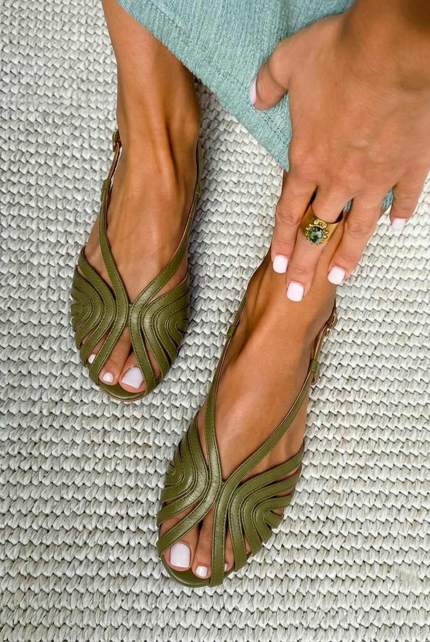 Sandales plates d'été en cuir rouge à brides tressées et bout ouvert