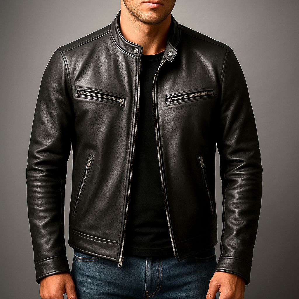 RECIO | Veste vintage en cuir zippée