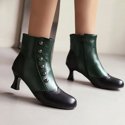 Ophélie | Bottines Métallisées Color Block Cloutées à Zip
