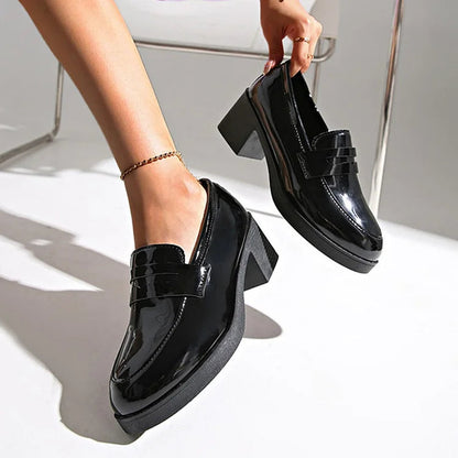 Céline | Mocassins à Talon Épais Patchwork