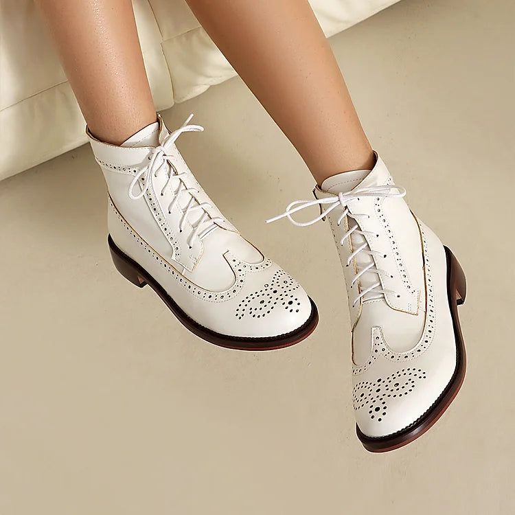 Claire | Bottines à Lacets Ajourées à Bout Rond