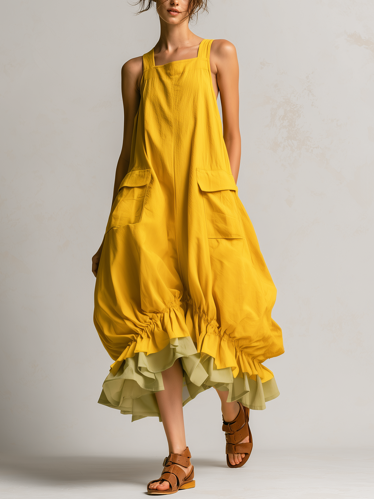Daniela | Robe Midi Ballon à Poches et Volants