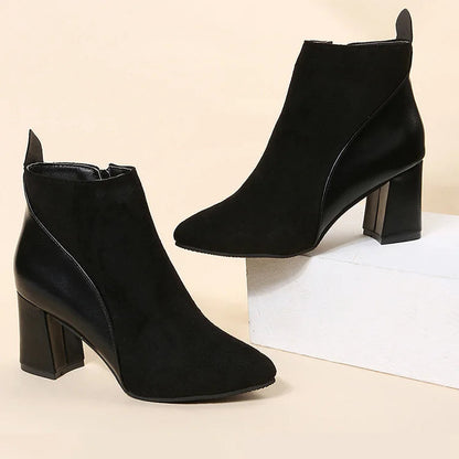 Bottines pointues chunky patchwork avec zip