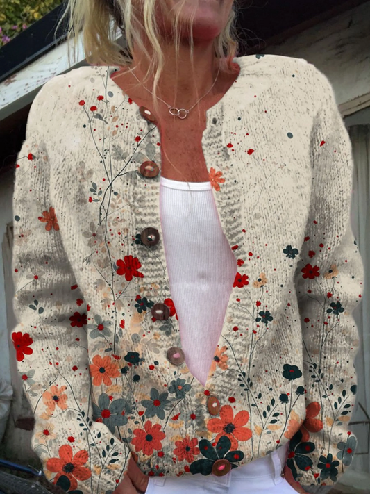Wilma | Cardigan Fleuri en Maille Vintage