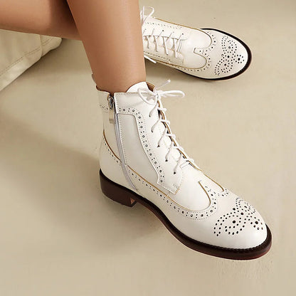 Claire | Bottines à Lacets Ajourées à Bout Rond