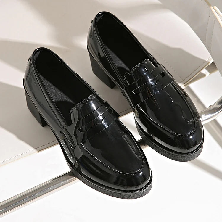 Céline | Mocassins à Talon Épais Patchwork