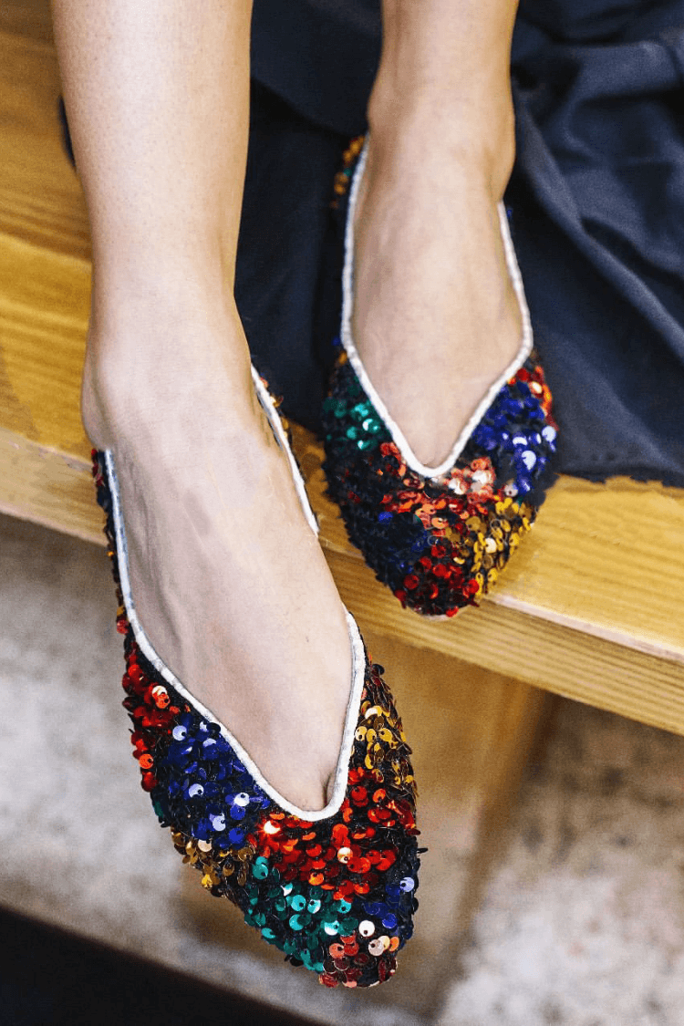 Ballerines slip-on Multicolore à encolure en V [Précommande]
