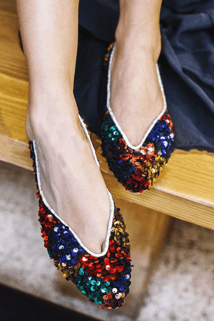 Ballerines slip-on Multicolore à encolure en V [Précommande]