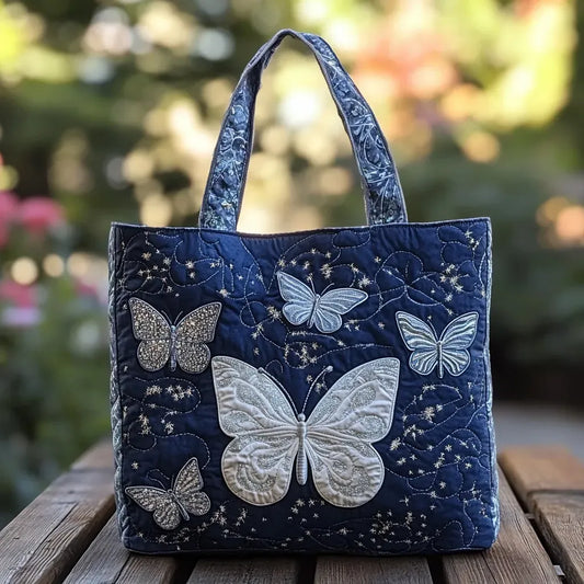 Silvia | Sac Matelassé Papillon Argenté