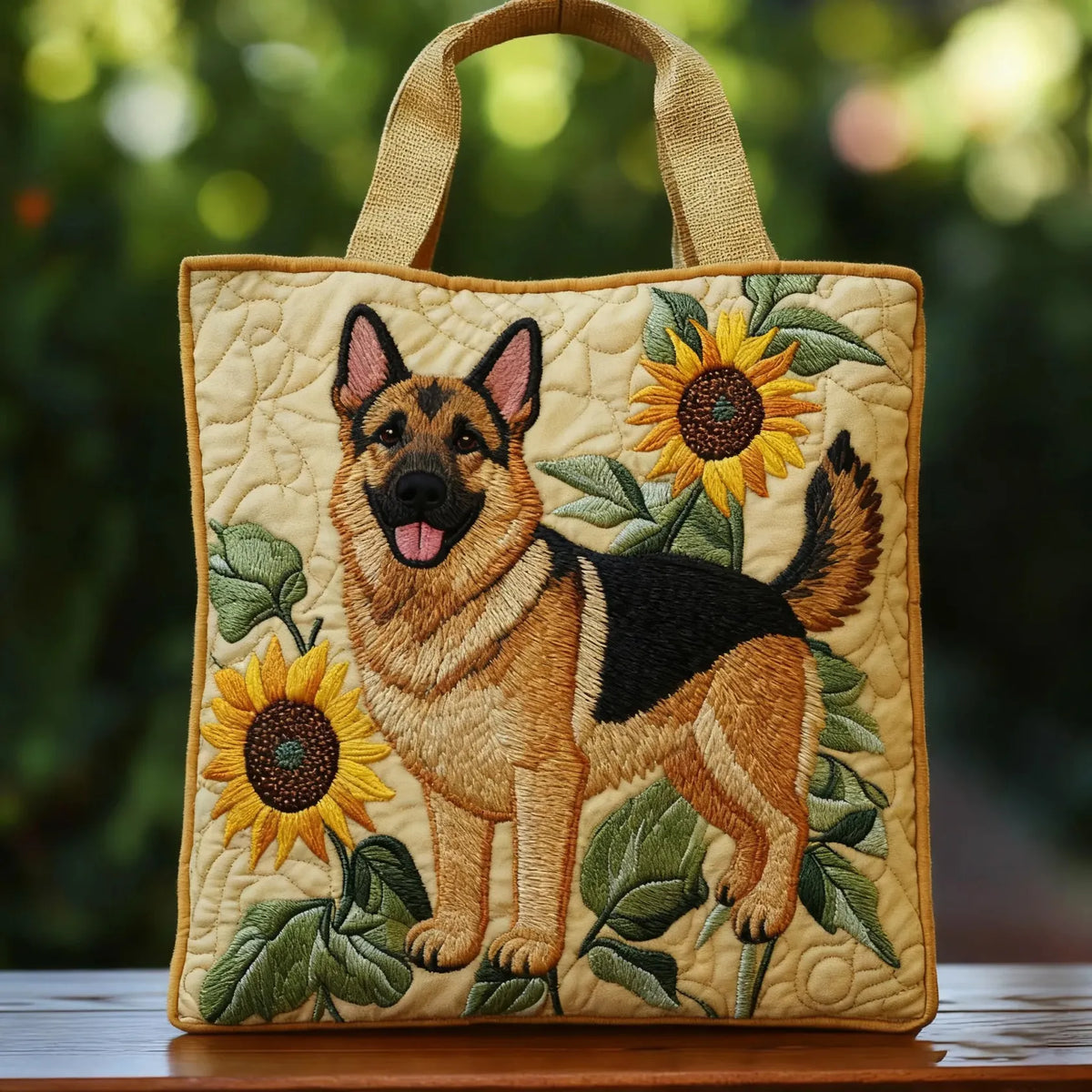 Stella | Sac Matelassé Berger Allemand parmi les Fleurs