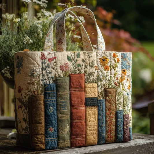 Federica | Sac Matelassé Livres et Fleurs