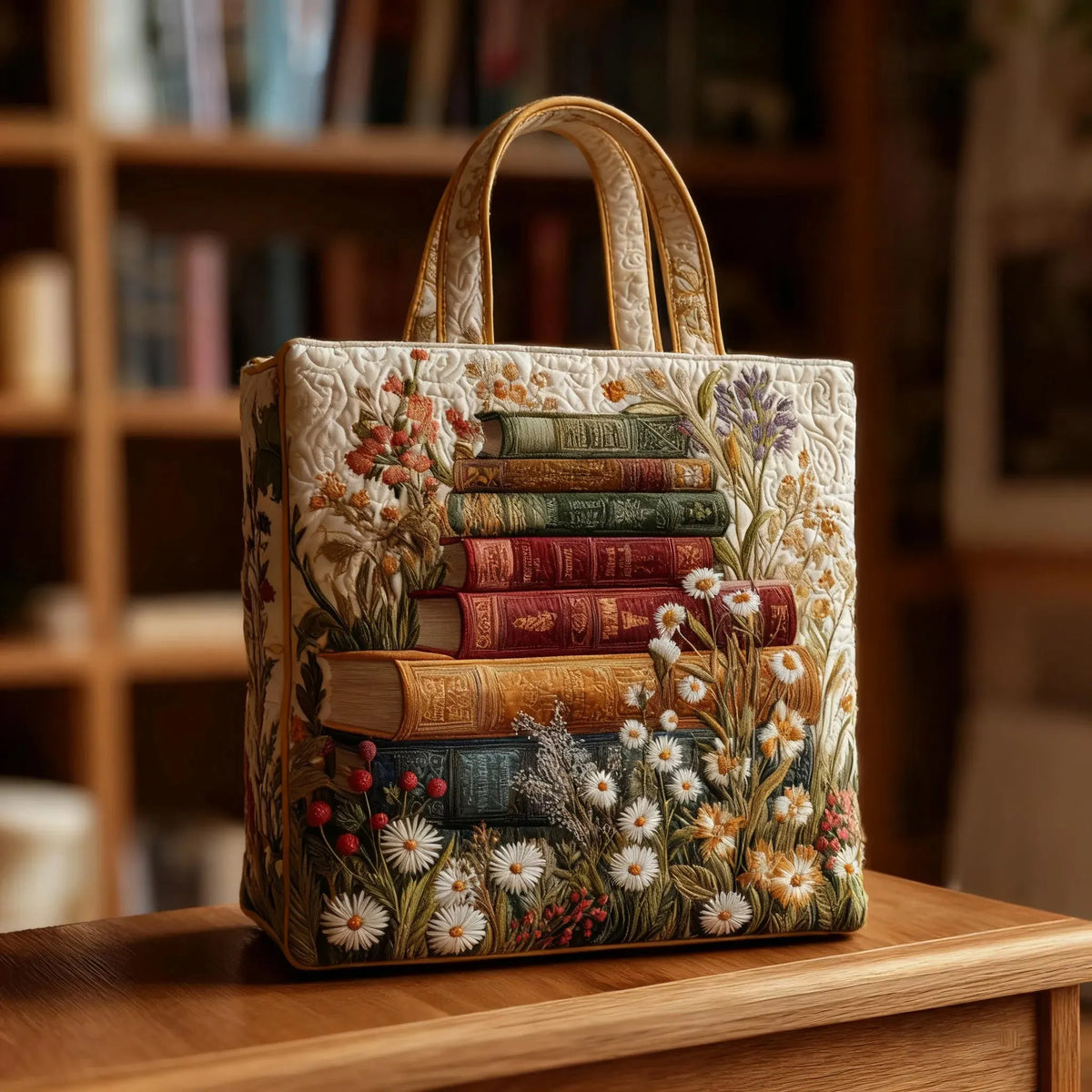 Asia | Sac Matelassé Motif Floral et Livres
