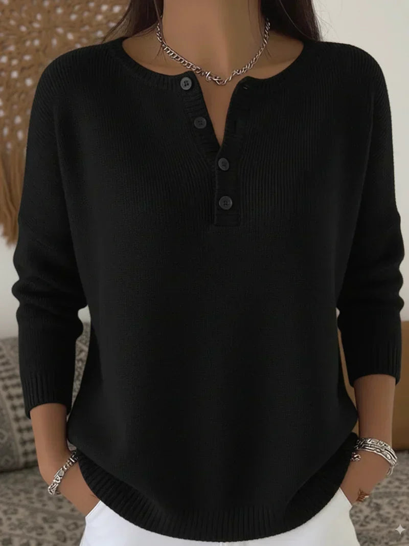Ottavia | Pull Henley Vert Olive à Boutons