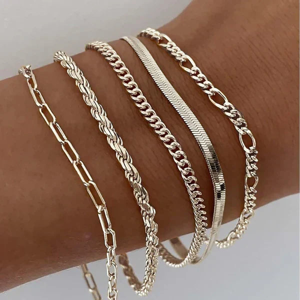 Giulia | Lot de 5 Bracelets Dorés