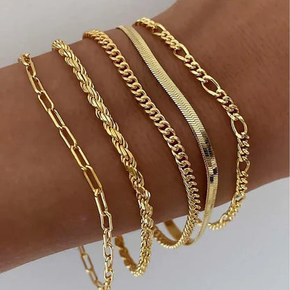 Giulia | Lot de 5 Bracelets Dorés