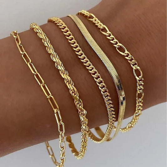 Giulia | Lot de 5 Bracelets Dorés
