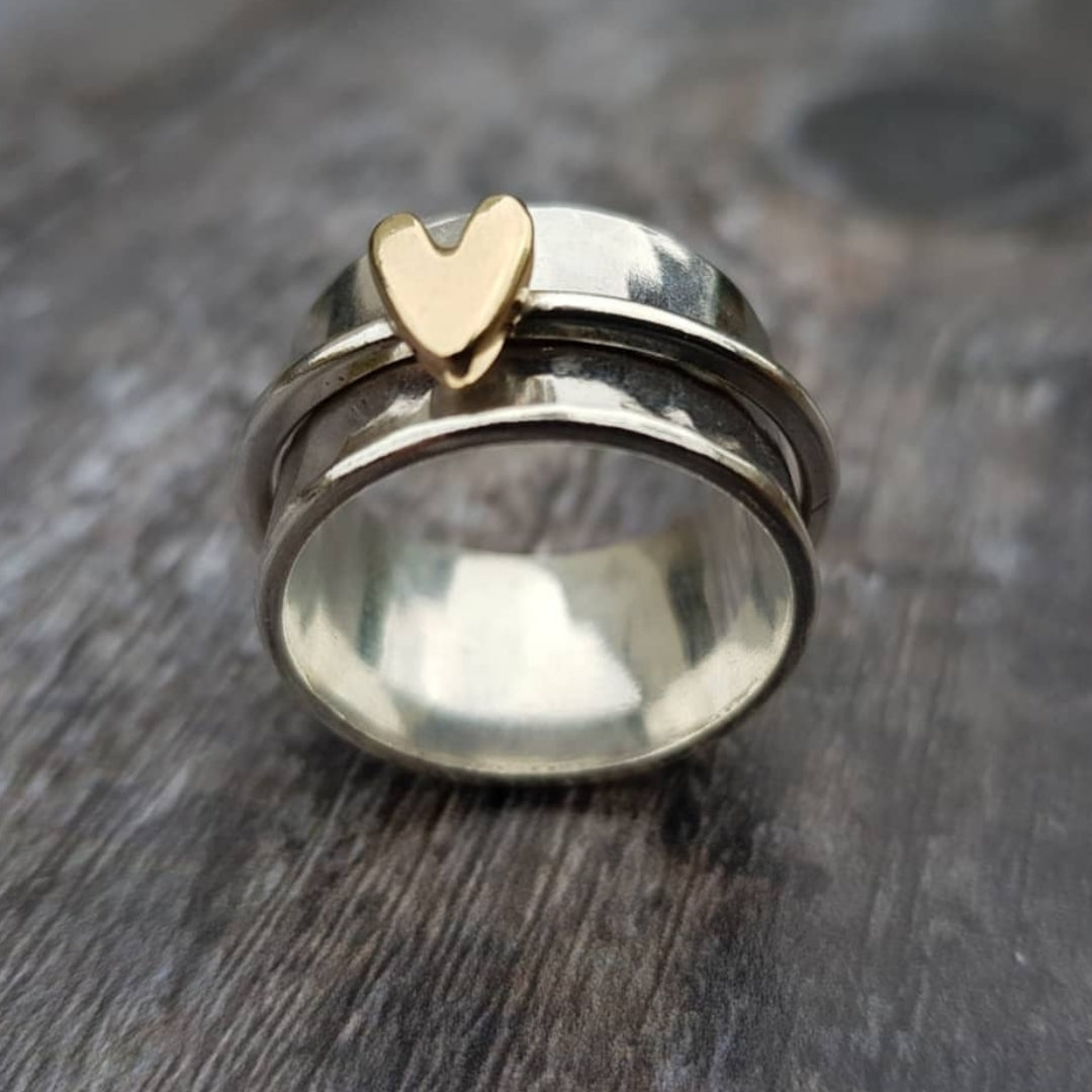 Stella | Bague en Argent à Cœur Doré