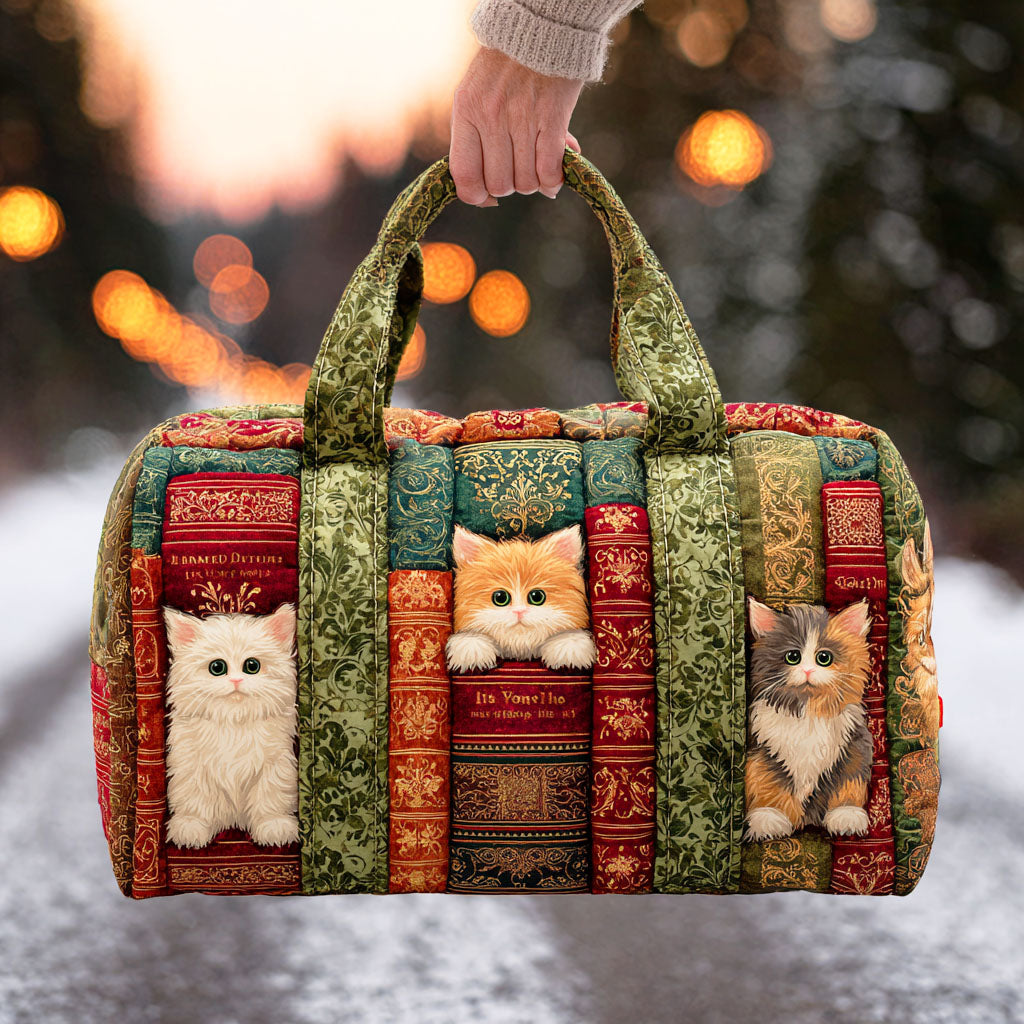Beatrice | Sac de Voyage Matelassé Chat parmi les Livres