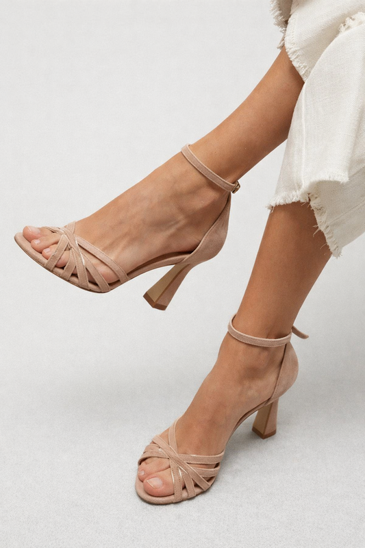 Marona | Sandales patchwork à bout rond et talon fin