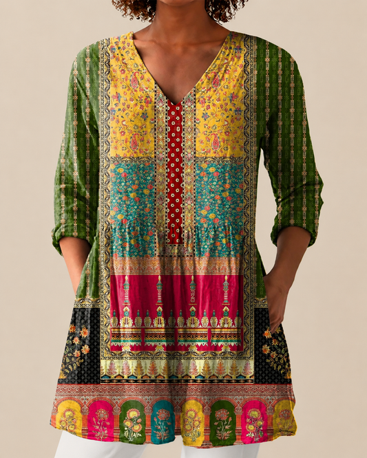 Nyla | Chemise Longue à Imprimé Expressif