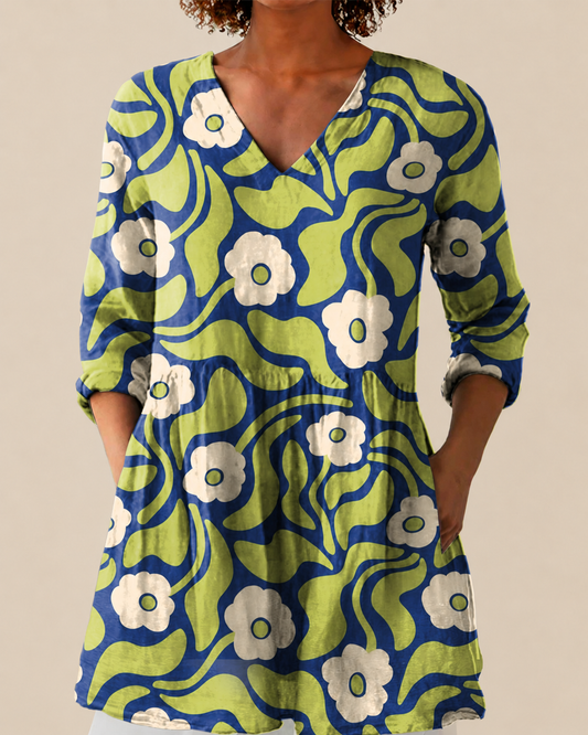 Talia | Chemise Longue à Imprimé Expressif