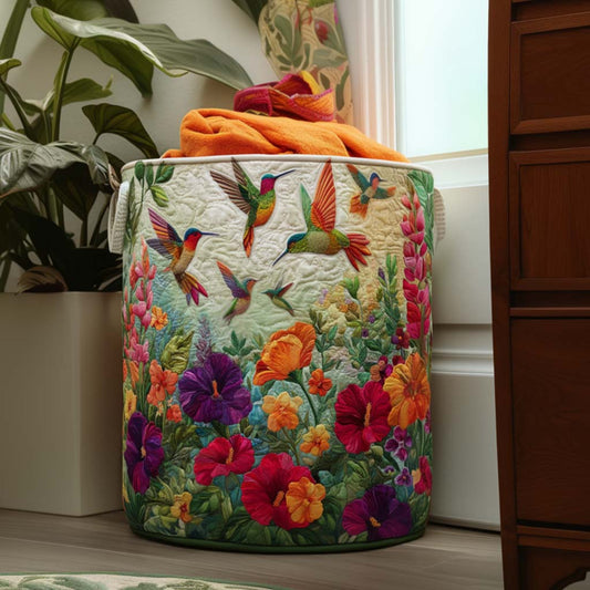Oiseaux et Fleurs | Panier à Linge Fait Main
