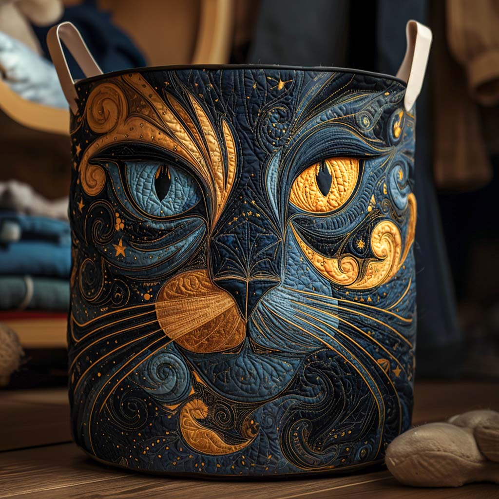 Chat Mystérieux | Panier à Linge Fait Main