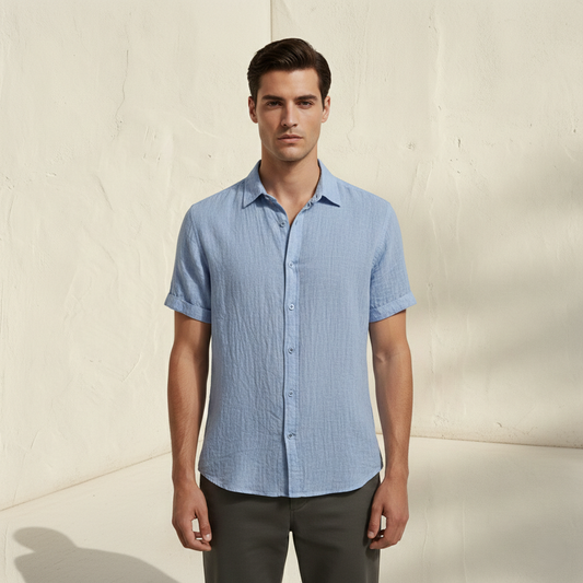 LORENZO | Chemise homme en lin à manches courtes