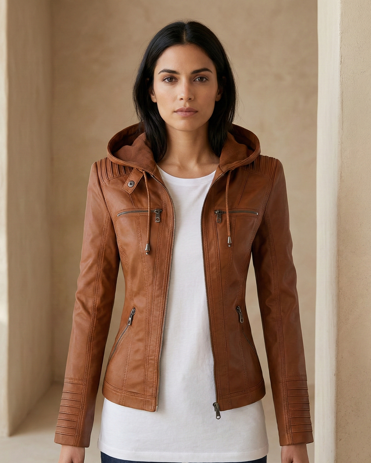 Monica | Veste en Cuir d'Automne