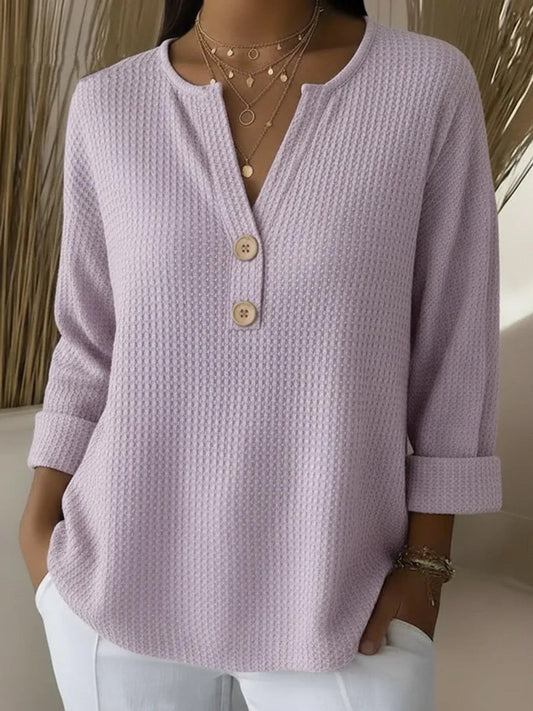 Teresa | Pull Henley à Boutons Lilas