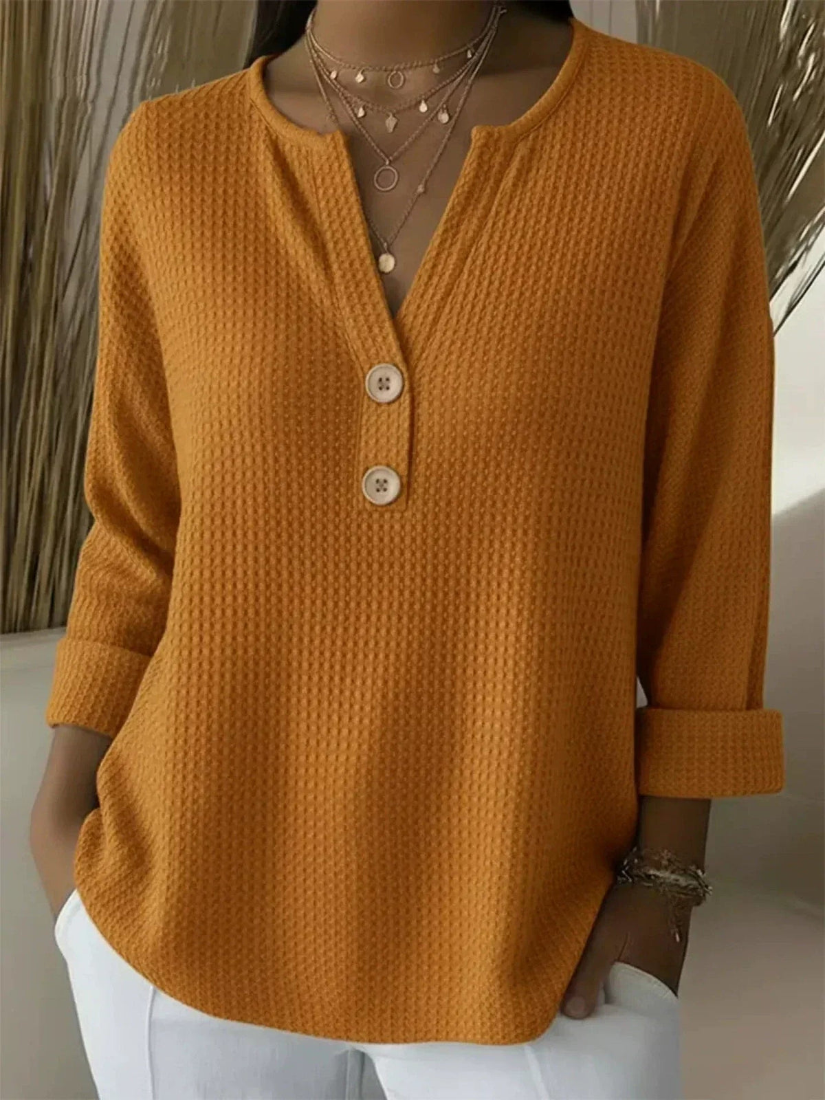 Teresa | Pull Henley à Boutons Lilas