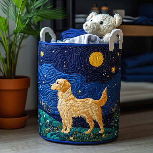 Charme du Golden Retriever | Panier à Linge Fait Main