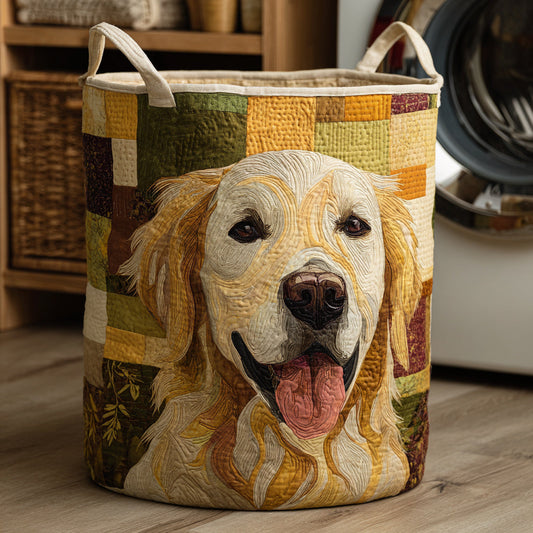 Doux Golden Retriever | Panier à Linge Fait Main
