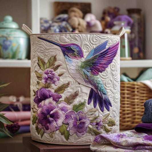 Colibri et Fleurs | Panier à Linge Fait Main