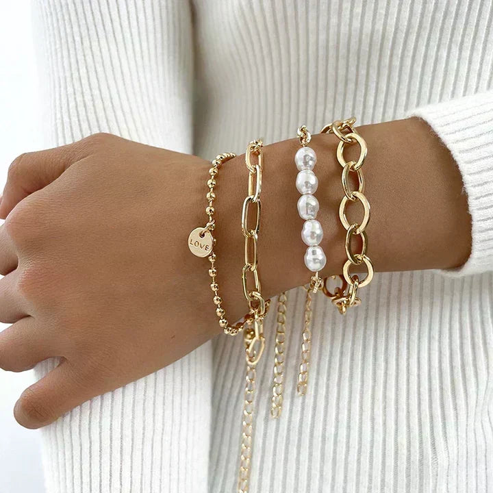 Gemma | Lot de Bracelets Dorés à Perles