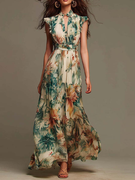 Evelyn | Robe Longue Botanique Tropicale