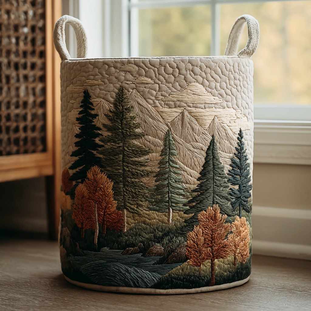 Vue sur la Montagne | Panier à Linge Fait Main