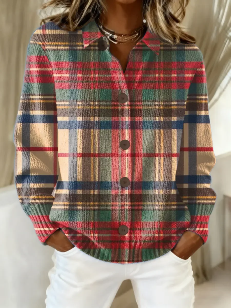 Ombretta | Cardigan à Carreaux Multicolore à Boutons