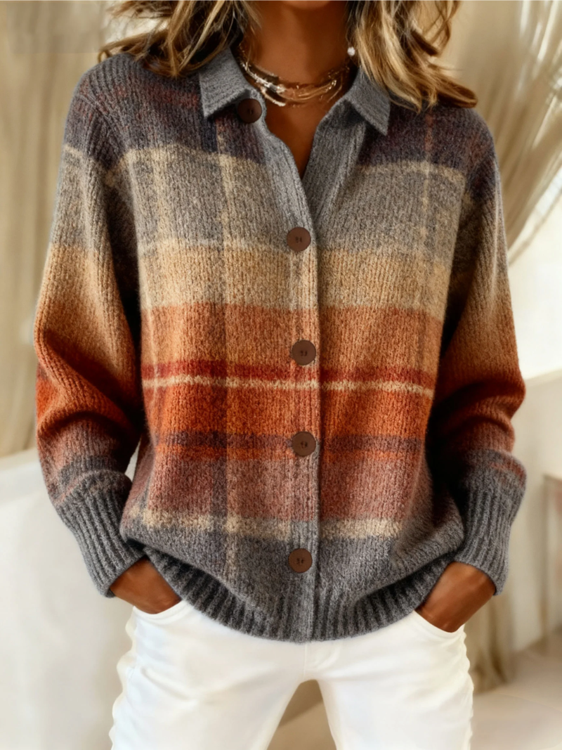 Benedetta | Cardigan à Carreaux Dégradé Automnal