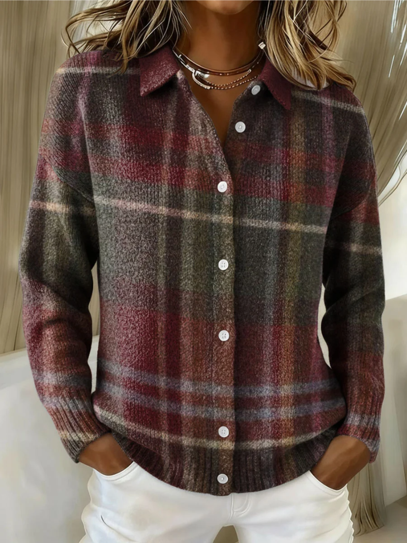 Letizia | Cardigan en Maille à Carreaux Classique