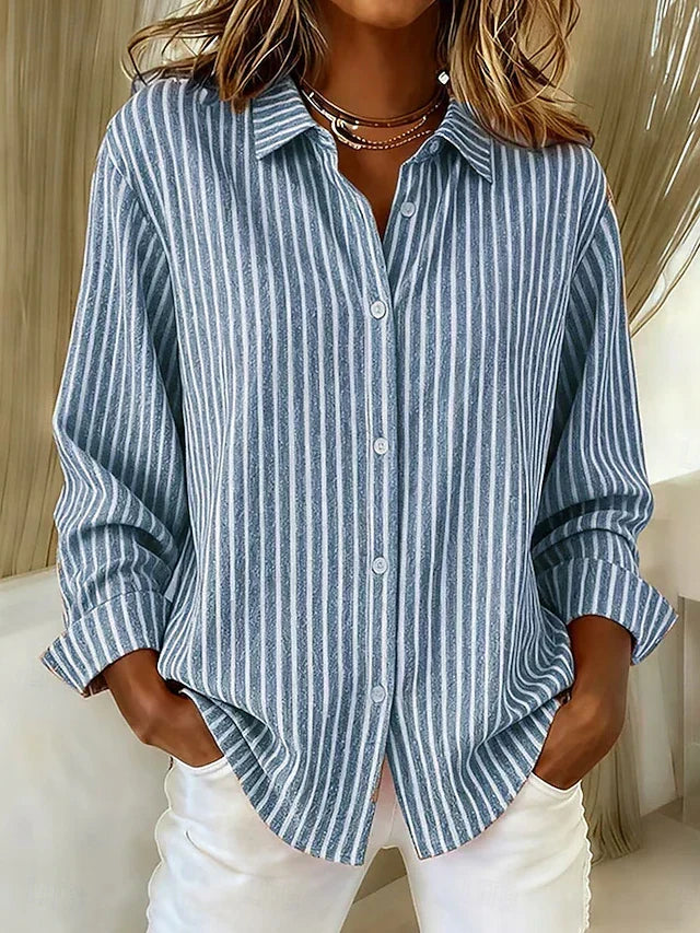Caterina | Chemise Rayée en Maille à Boutons