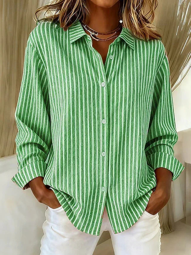 Caterina | Chemise Rayée en Maille à Boutons