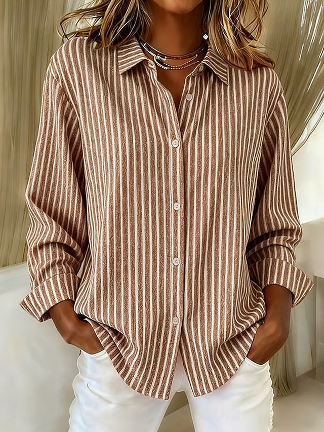 Caterina | Chemise Rayée en Maille à Boutons