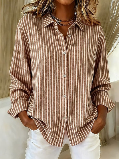 Caterina | Chemise Rayée en Maille à Boutons
