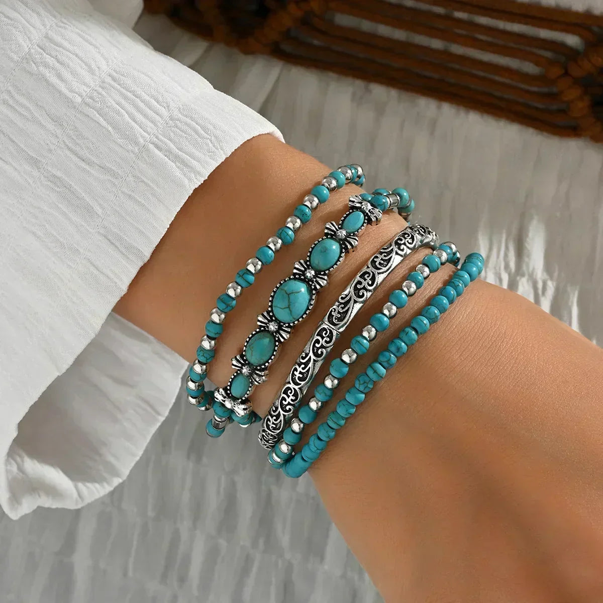 Elena | Lot de Bracelets à Perles Turquoise