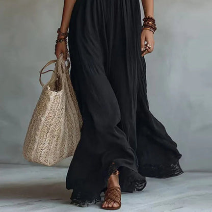 Jade | Robe Maxi Halter à Empiècement en Dentelle et Dos Nu