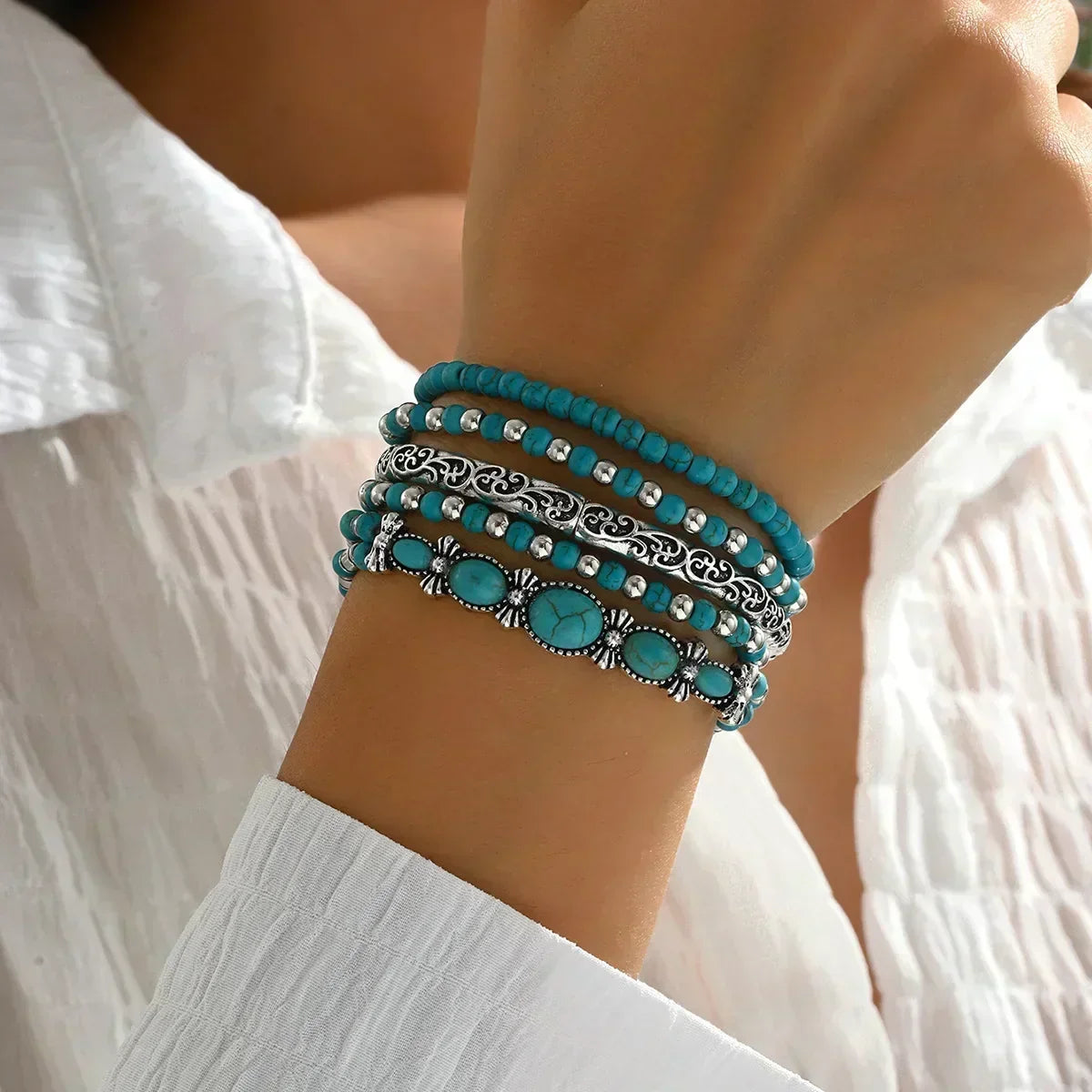 Elena | Lot de Bracelets à Perles Turquoise