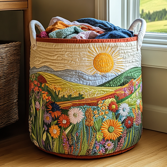 Prairie en Fleurs | Panier à Linge Fait Main